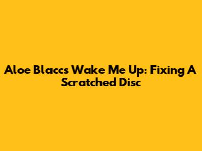 Aloe Blacc's Wake Me Up: Fixing A Scratched Disc