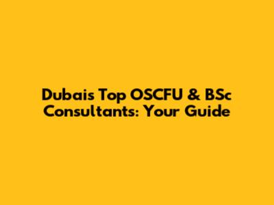 Dubai's Top OSCFU & BSc Consultants: Your Guide