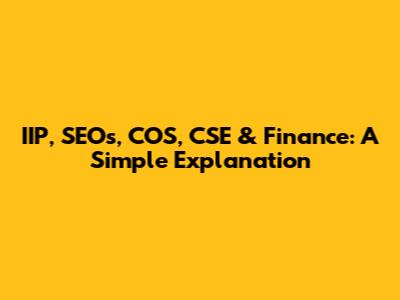 IIP, SEOs, COS, CSE & Finance: A Simple Explanation