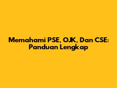 Memahami PSE, OJK, Dan CSE: Panduan Lengkap
