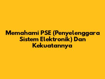 Memahami PSE (Penyelenggara Sistem Elektronik) Dan Kekuatannya