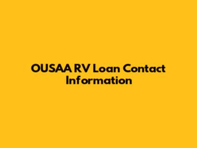 OUSAA RV Loan Contact Information