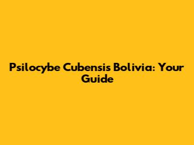 Psilocybe Cubensis Bolivia: Your Guide