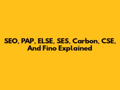 SEO, PAP, ELSE, SES, Carbon, CSE, And Fino Explained