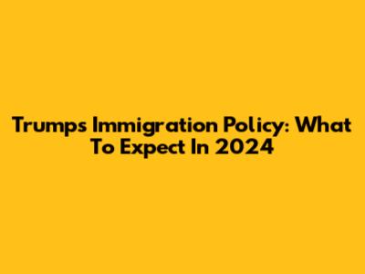 Trump's Immigration Policy: What To Expect In 2024